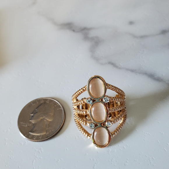 Gold Tone Stretch Ring with Moon Stones 💥3 for $24💥 - Picture 4 of 13